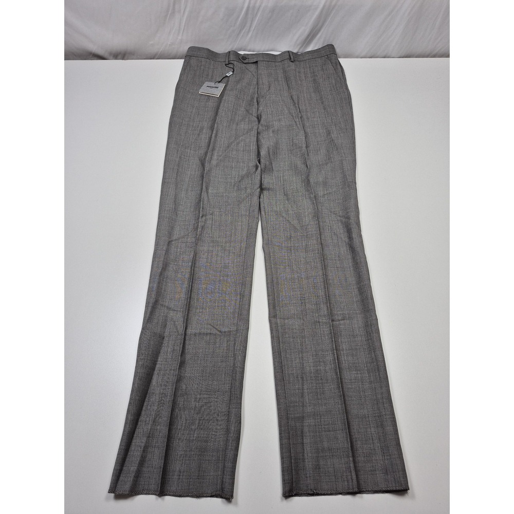 Rossetti Uomo Dress Pants Mens 38x36 Gray Flat Front Super 150s NWT Unhemmed